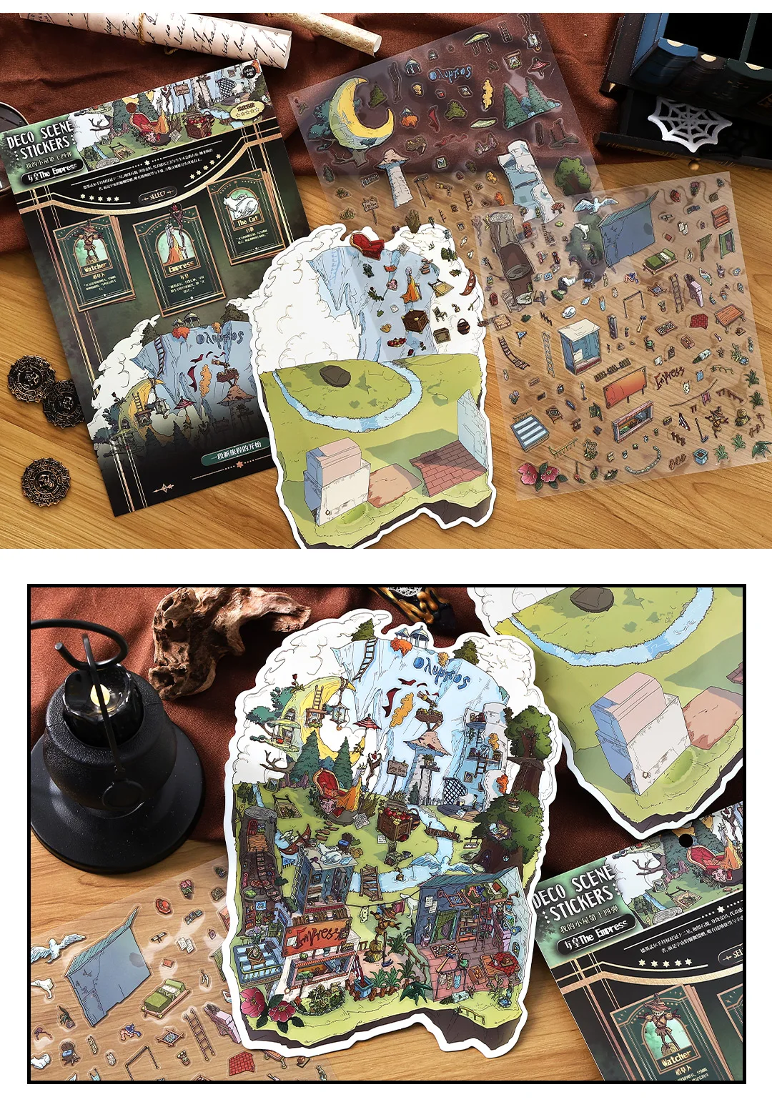 Kawaii The Magician 3D The Empress Landscape Sticker DIY Pocket Cabin Scene Christmas gifts