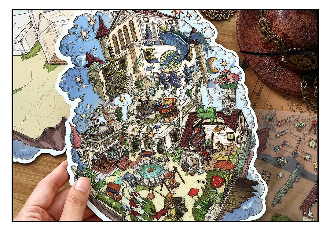 Kawaii The Magician 3D The Empress Landscape Sticker DIY Pocket Cabin Scene Christmas gifts