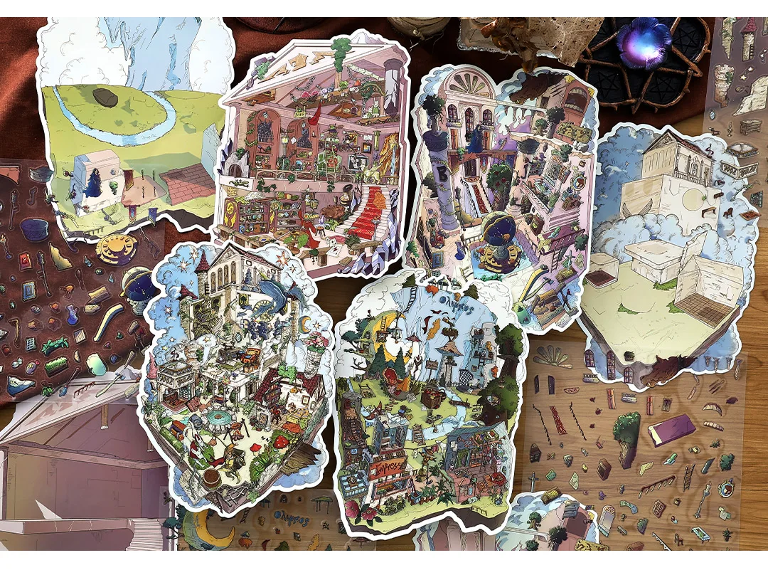 Kawaii The Magician 3D The Empress Landscape Sticker DIY Pocket Cabin Scene Christmas gifts