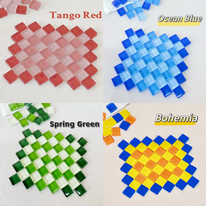 50pcs Glass Mosaic Tiles Colorful Square Mosaic Pieces for Mosaic Projects DIY Crafts Mosaic Handmade Christmas Decoration