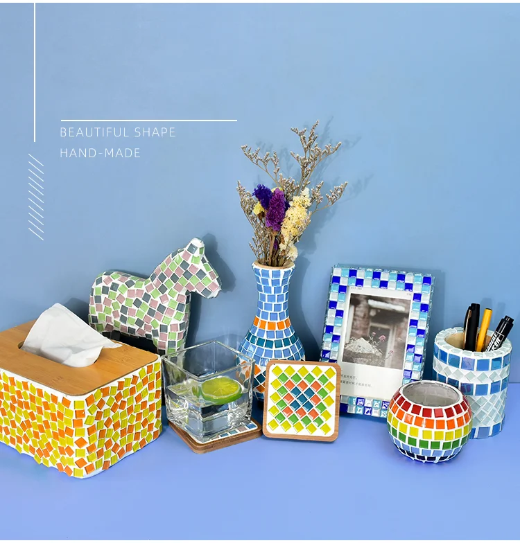50pcs Glass Mosaic Tiles Colorful Square Mosaic Pieces for Mosaic Projects DIY Crafts Mosaic Handmade Christmas Decoration