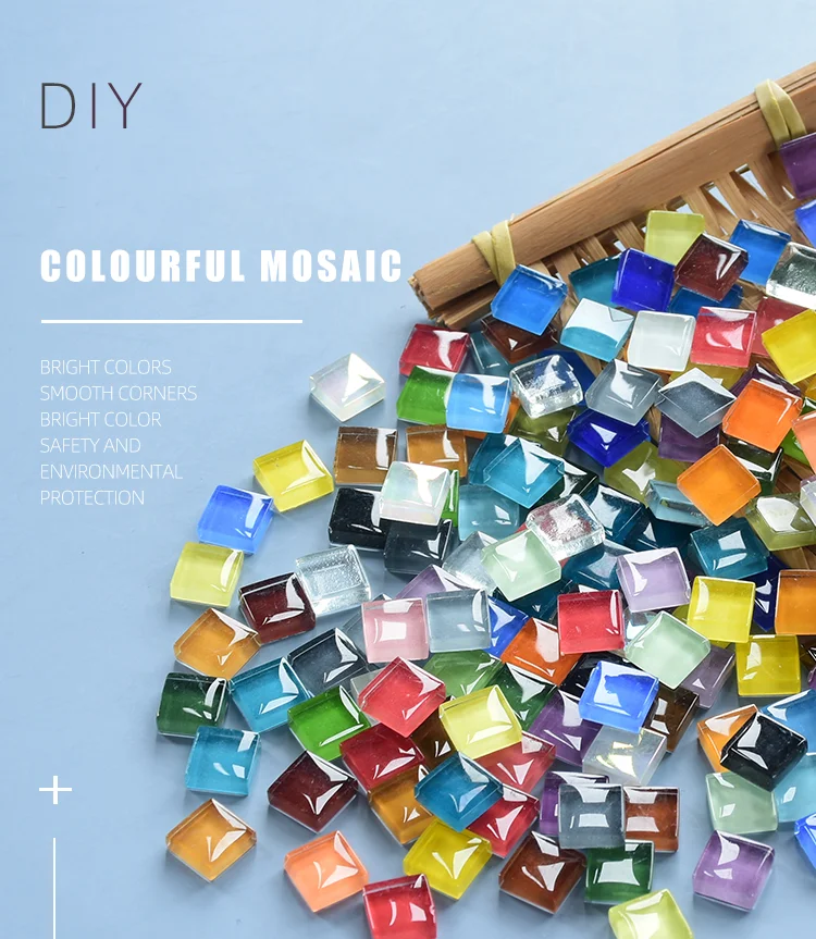 50pcs Glass Mosaic Tiles Colorful Square Mosaic Pieces for Mosaic Projects DIY Crafts Mosaic Handmade Christmas Decoration