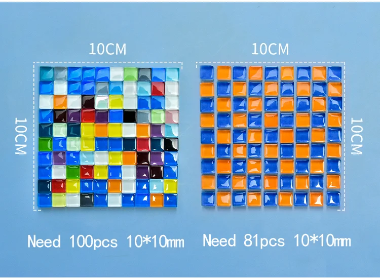 50pcs Glass Mosaic Tiles Colorful Square Mosaic Pieces for Mosaic Projects DIY Crafts Mosaic Handmade Christmas Decoration