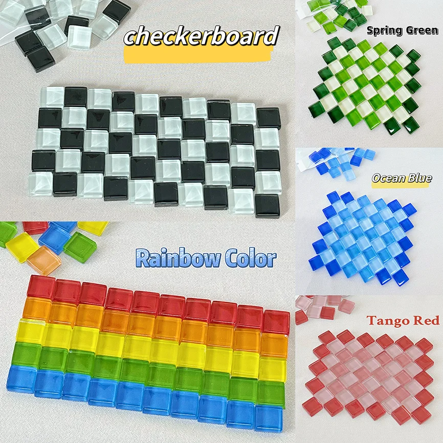 50pcs Glass Mosaic Tiles Colorful Square Mosaic Pieces for Mosaic Projects DIY Crafts Mosaic Handmade Christmas Decoration