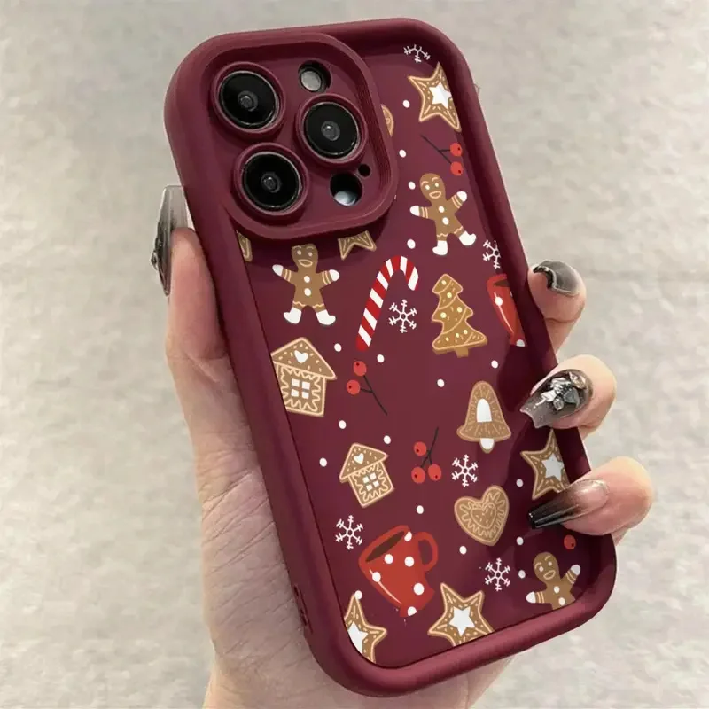 Cute Christmas Theme Pattern Phone Case for iPhone 18 17 Pro Max 16 Plus 15 14 13 12 11 Pro Max XS X 7 8 Plus SE 2022 16E Cover