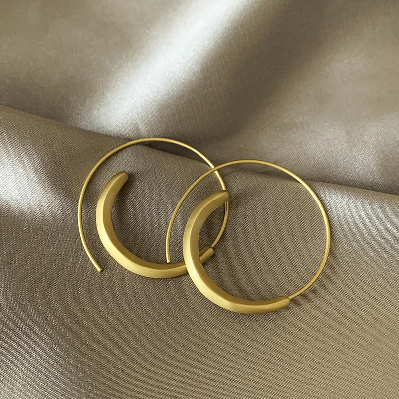 2025 New Design Matte Gold Gold Color Circle Earrings for Women's Fashion Jewelry Girl‘s Christmas Party Exaggerated Accessories