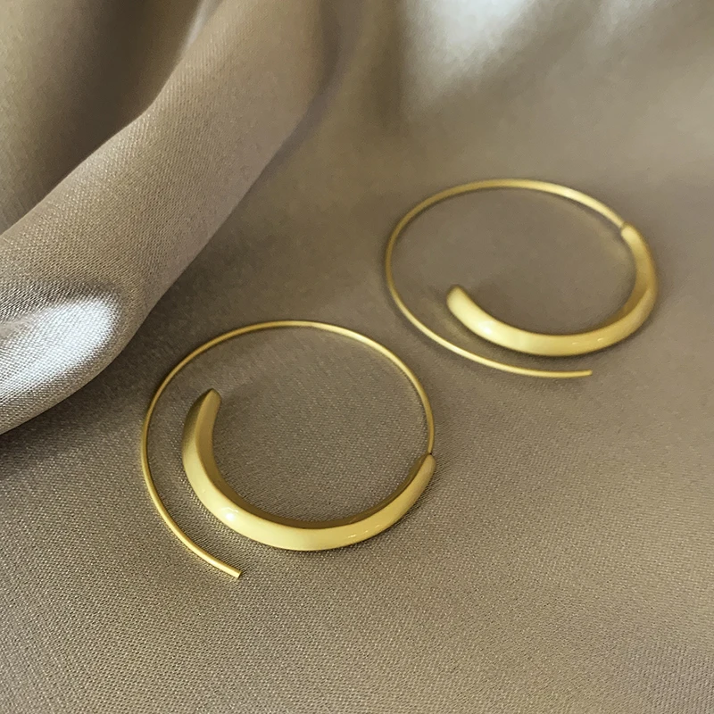 2025 New Design Matte Gold Gold Color Circle Earrings for Women's Fashion Jewelry Girl‘s Christmas Party Exaggerated Accessories