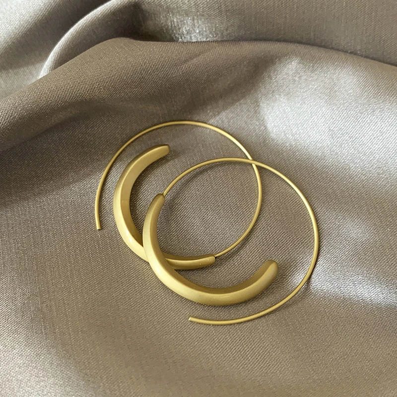 2025 New Design Matte Gold Gold Color Circle Earrings for Women's Fashion Jewelry Girl‘s Christmas Party Exaggerated Accessories