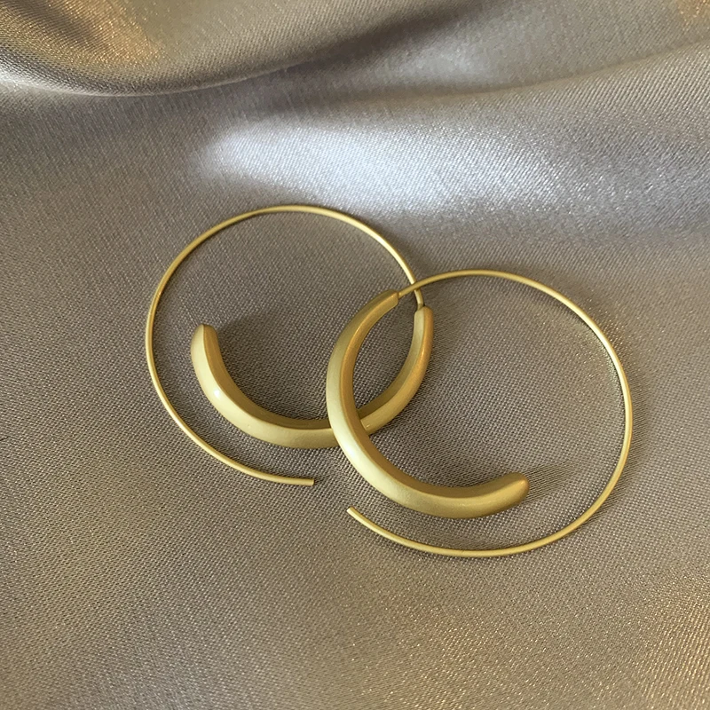 2025 New Design Matte Gold Gold Color Circle Earrings for Women's Fashion Jewelry Girl‘s Christmas Party Exaggerated Accessories