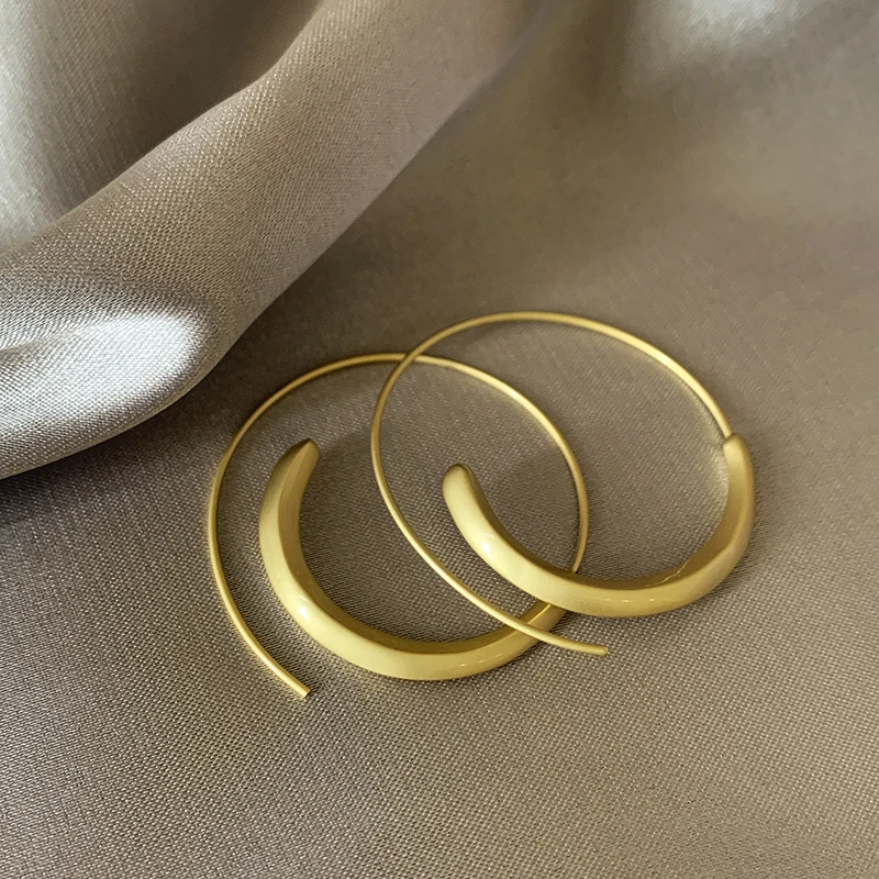 2025 New Design Matte Gold Gold Color Circle Earrings for Women's Fashion Jewelry Girl‘s Christmas Party Exaggerated Accessories