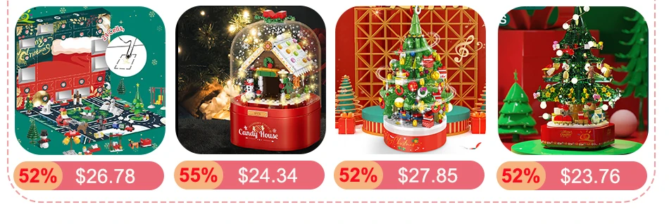 HUIQIBAO Children Mini Christmas Tree Santa Claus Snowman Model Micro Bricks Building Block DIY Elk Bricks Toys for Adult Gift