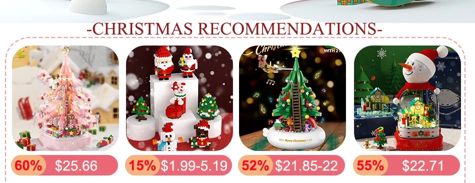 HUIQIBAO Children Mini Christmas Tree Santa Claus Snowman Model Micro Bricks Building Block DIY Elk Bricks Toys for Adult Gift