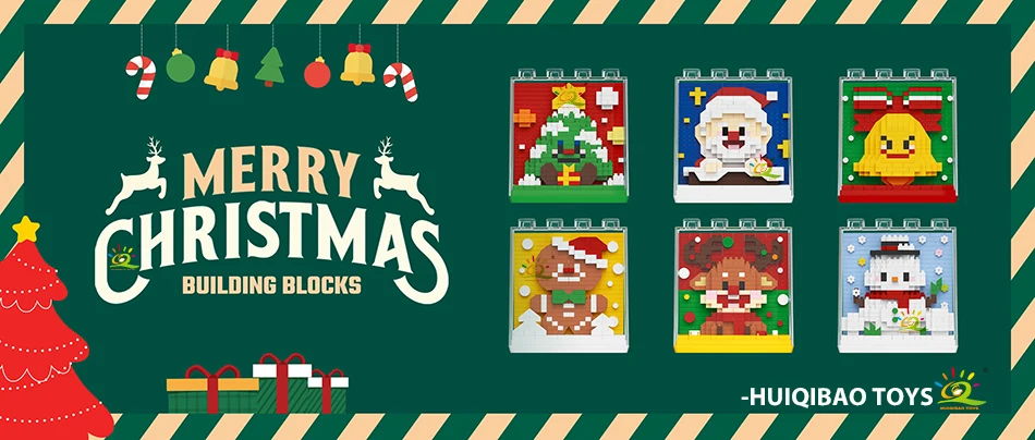 HUIQIBAO Children Mini Christmas Tree Santa Claus Snowman Model Micro Bricks Building Block DIY Elk Bricks Toys for Adult Gift