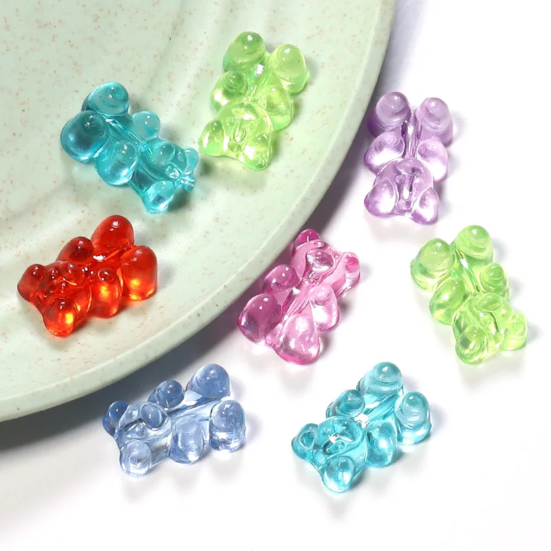 50pcs Colorful Transparent Cute Gummy Bear Acrylic Beads for Jewelry Making DIY Necklace Bracelet Earrings Christmas Gift