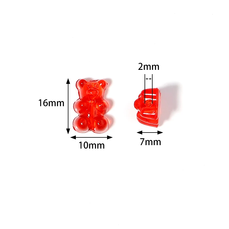 50pcs Colorful Transparent Cute Gummy Bear Acrylic Beads for Jewelry Making DIY Necklace Bracelet Earrings Christmas Gift