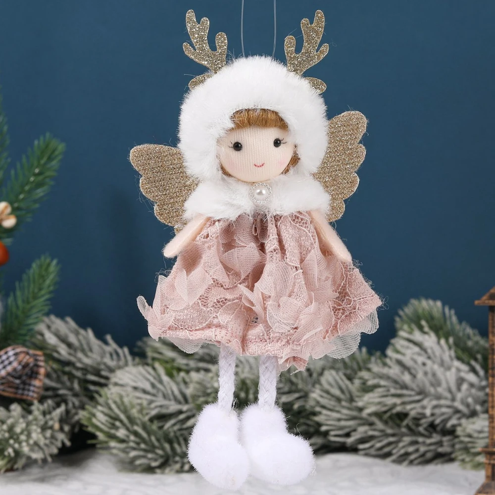 Christmas plush antlers angel girl pendant Christmas tree pendant creative doll pendant gift