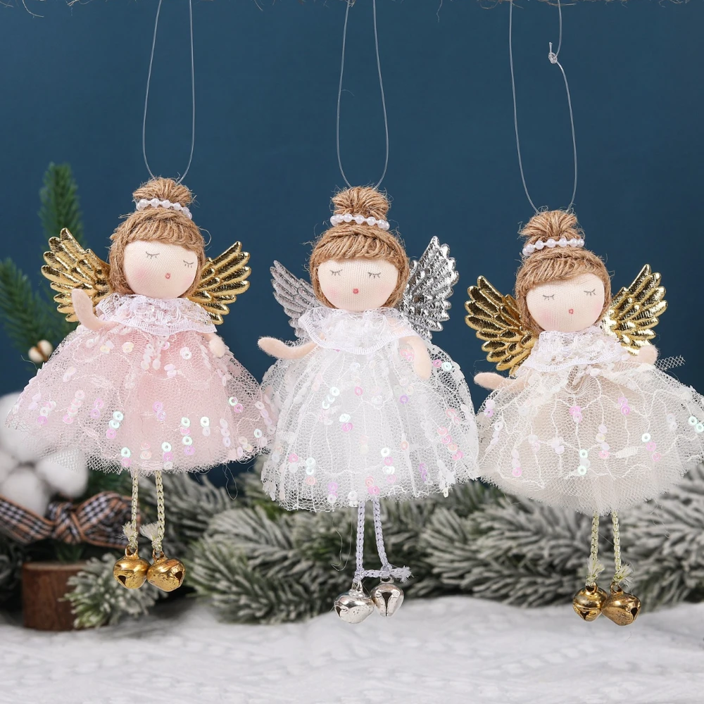 Christmas plush antlers angel girl pendant Christmas tree pendant creative doll pendant gift