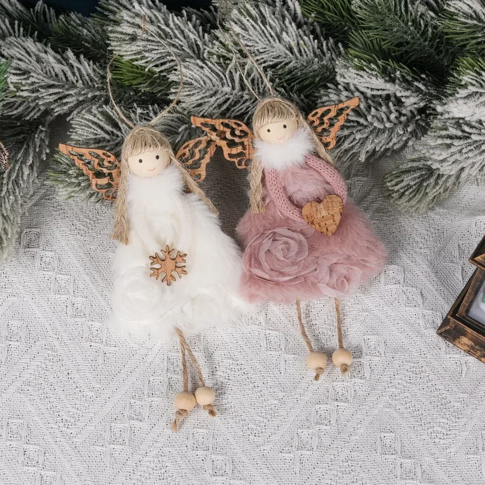 Christmas plush antlers angel girl pendant Christmas tree pendant creative doll pendant gift