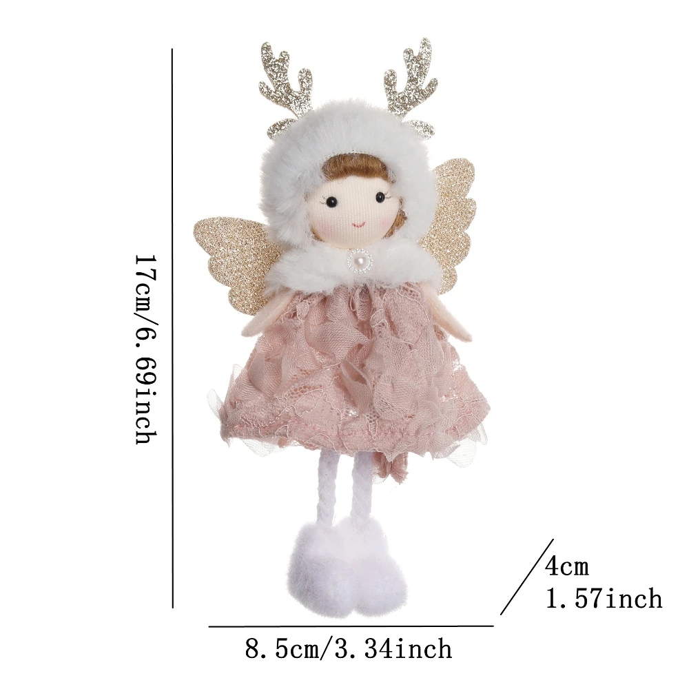 Christmas plush antlers angel girl pendant Christmas tree pendant creative doll pendant gift