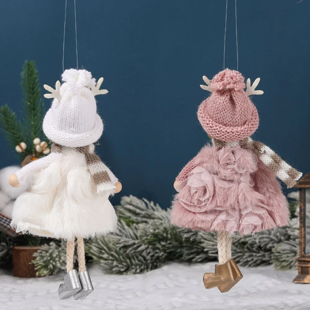 Christmas plush antlers angel girl pendant Christmas tree pendant creative doll pendant gift