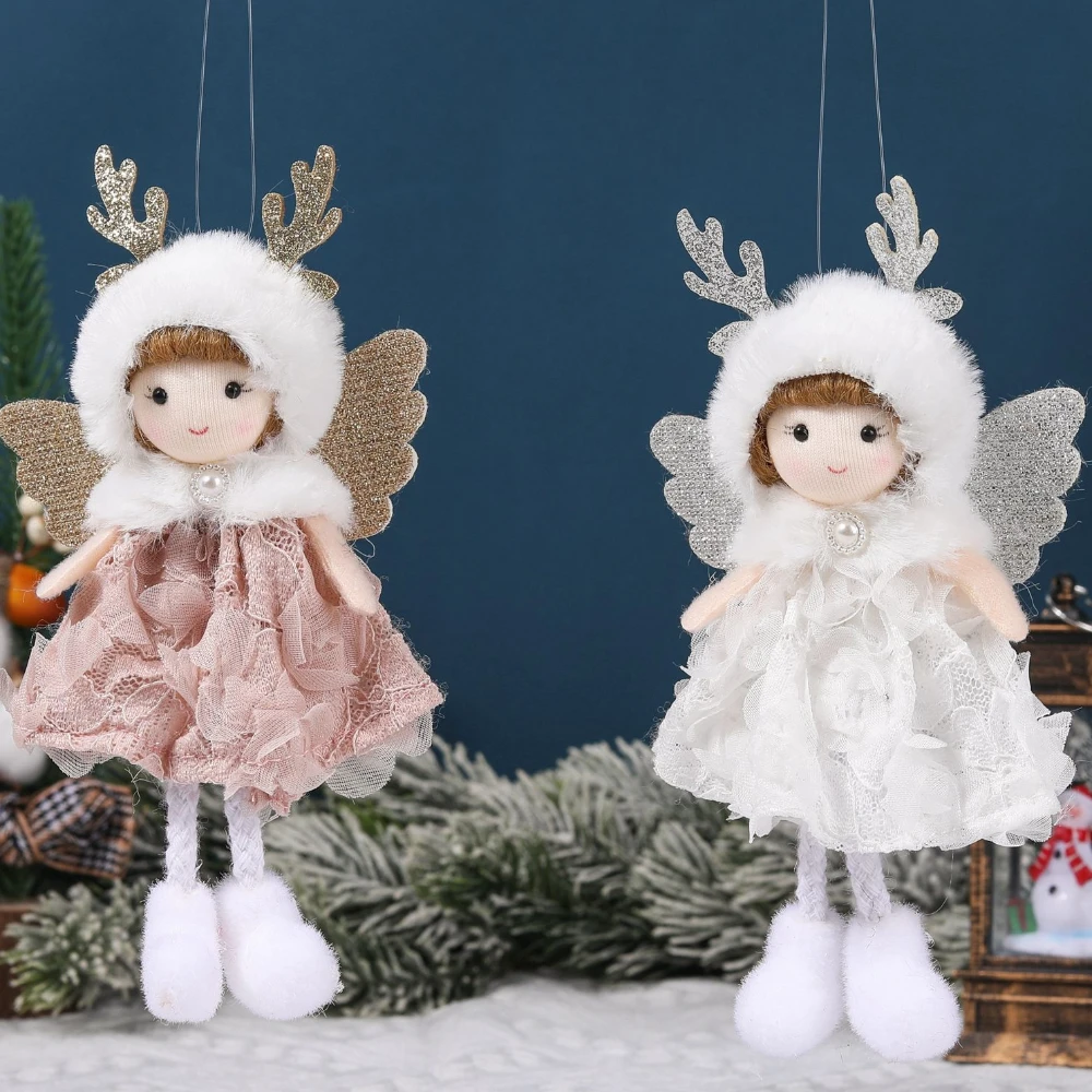Christmas plush antlers angel girl pendant Christmas tree pendant creative doll pendant gift