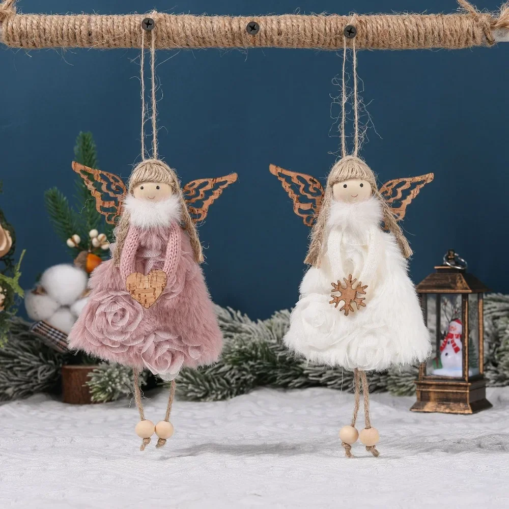 Christmas plush antlers angel girl pendant Christmas tree pendant creative doll pendant gift