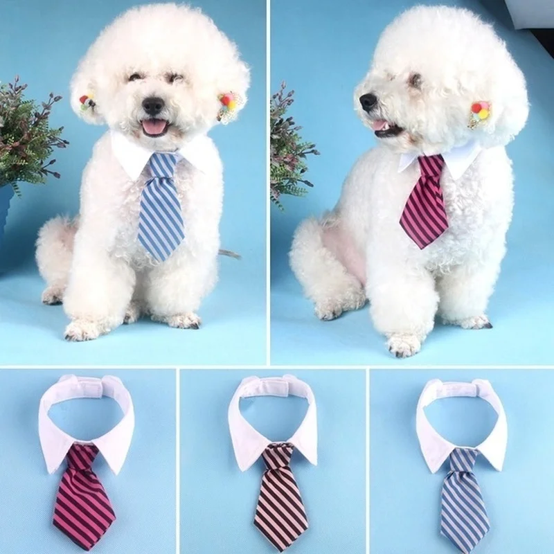 2023 Dog Cat Grooming Cat Striped Bow Tie Animal Striped Bow Tie Collar Pet Adjustable Christmas Cat Collar Pet Collar