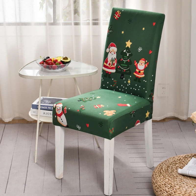 Christmas Decoration Stretch Covers Chair Cover for Dining Room Office Banquet Chair Protector Elastic Material Armchair Cover