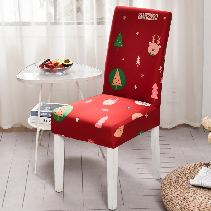 Christmas Decoration Stretch Covers Chair Cover for Dining Room Office Banquet Chair Protector Elastic Material Armchair Cover