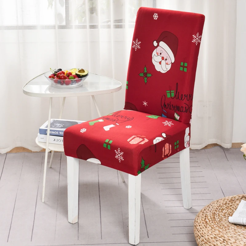 Christmas Decoration Stretch Covers Chair Cover for Dining Room Office Banquet Chair Protector Elastic Material Armchair Cover