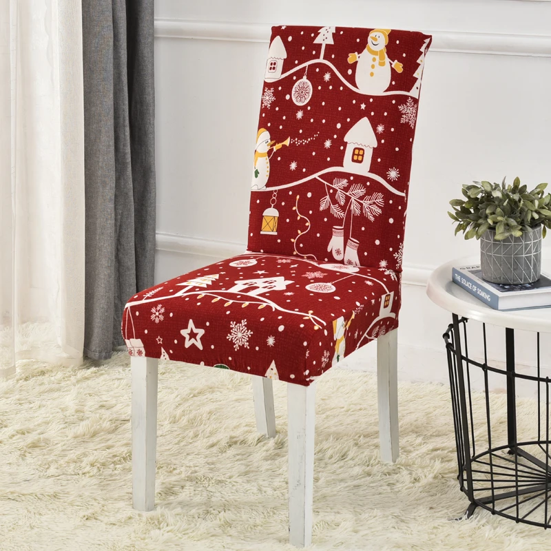 Christmas Decoration Stretch Covers Chair Cover for Dining Room Office Banquet Chair Protector Elastic Material Armchair Cover