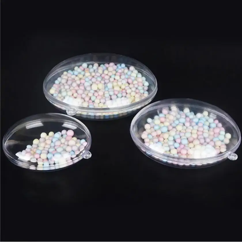 10pcs Transparent Flat Ball Plastic Clear Baubles Open Ball Candy Gifts Box 8/9cm Home Decor For Wedding Christmas Decoration