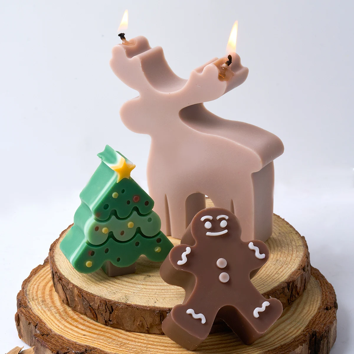 Christmas Tree Snowflake Silicone Candle Mold DIY Xmas Ornaments Making Soap Plaster Resin Casting Molds Home Decor Craft Gifts