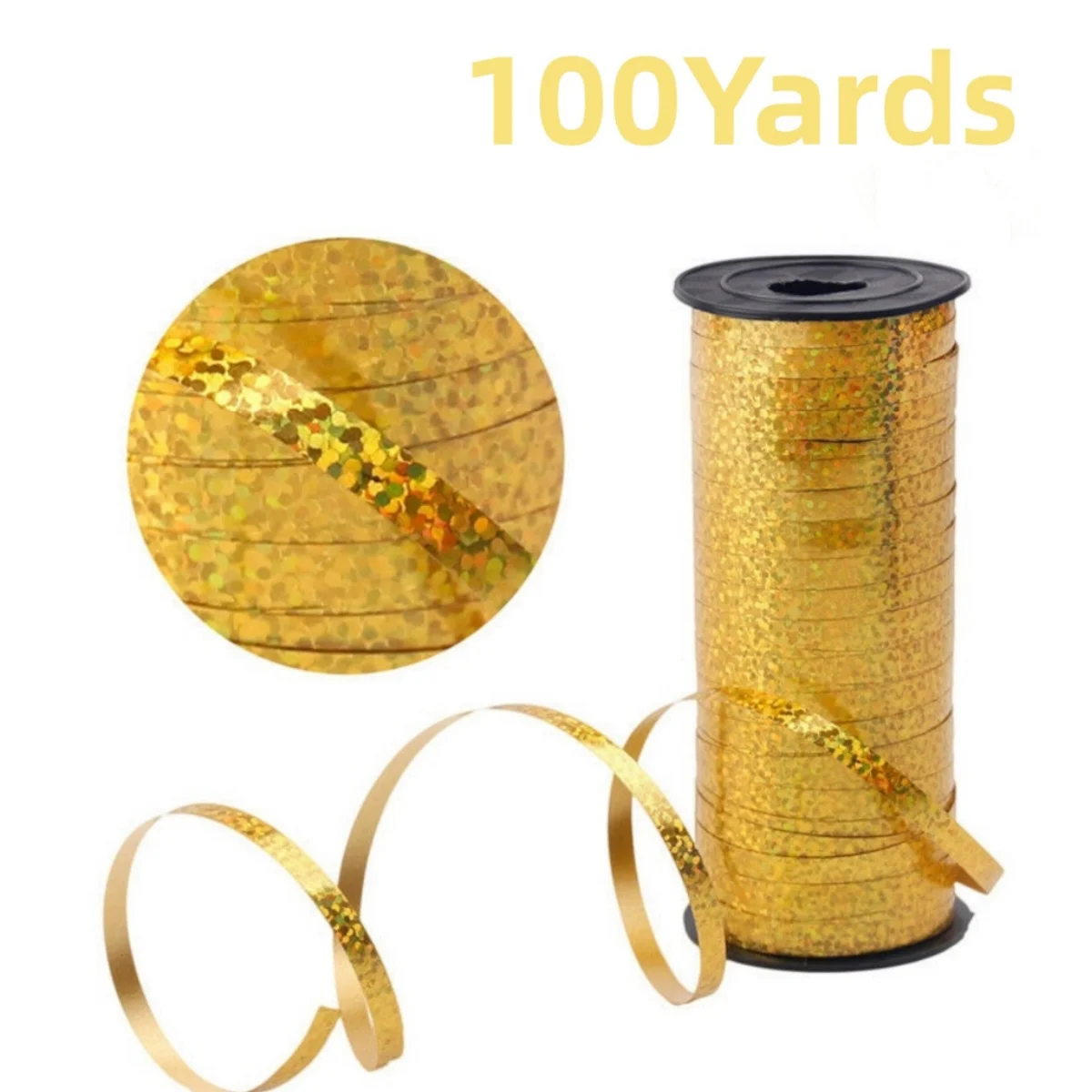 100 Yards Gold and Silver Curling Ribbon Shiny Balloon String Gift Wrapping Ribbon for Christmas Party Wedding Craft Flowers Dec