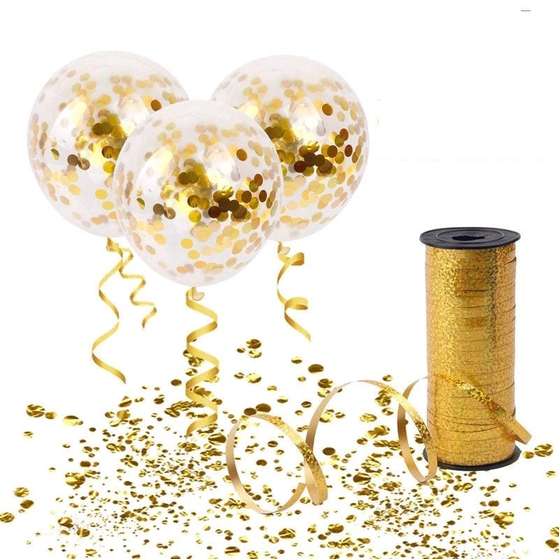 100 Yards Gold and Silver Curling Ribbon Shiny Balloon String Gift Wrapping Ribbon for Christmas Party Wedding Craft Flowers Dec