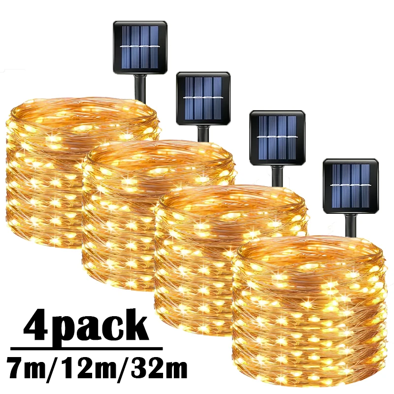 Solar Led Light Outdoor Christmas Lights 8Modes Copper Wire Fairy Garland Lamps Waterproof Garde Tree Decor