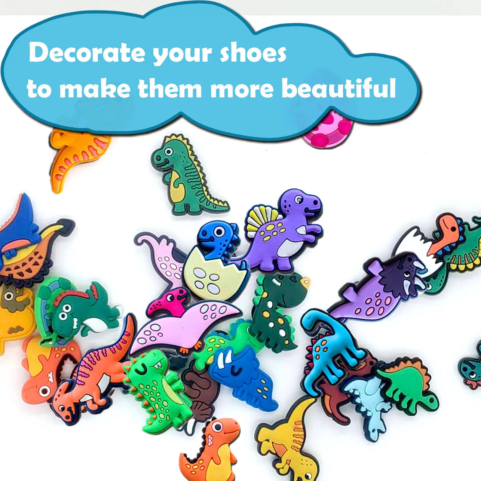 30Pcs Dinosaur Series Shoe Charms For Croc Sandals, PVC Shoe Decorations Accessories For Christmas