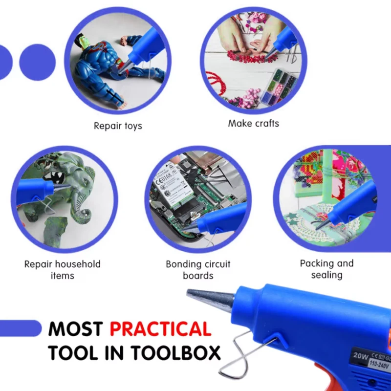 20W EU Plug glue gun.30pcs/10pcs rubber sticks. DIY mini electric heating temperature repair tool. Christmas and Halloween gifts