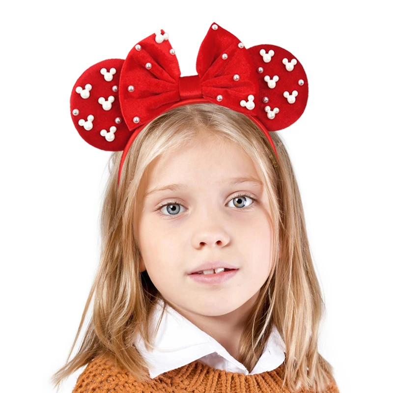 2026 Women 3.3" Velvet Mouse Ear Headband For Girls Soft Butterfly Knot Headband Halloween Party Christmas Hair Accessories