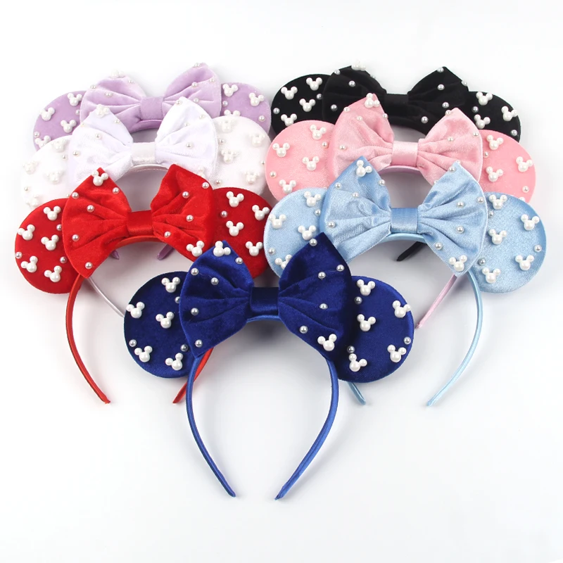 2026 Women 3.3" Velvet Mouse Ear Headband For Girls Soft Butterfly Knot Headband Halloween Party Christmas Hair Accessories