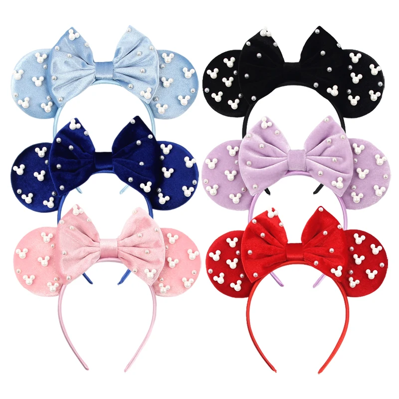 2026 Women 3.3" Velvet Mouse Ear Headband For Girls Soft Butterfly Knot Headband Halloween Party Christmas Hair Accessories