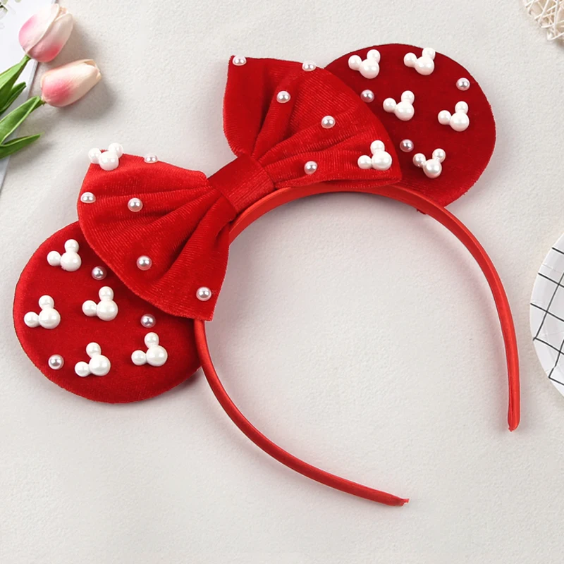2026 Women 3.3" Velvet Mouse Ear Headband For Girls Soft Butterfly Knot Headband Halloween Party Christmas Hair Accessories