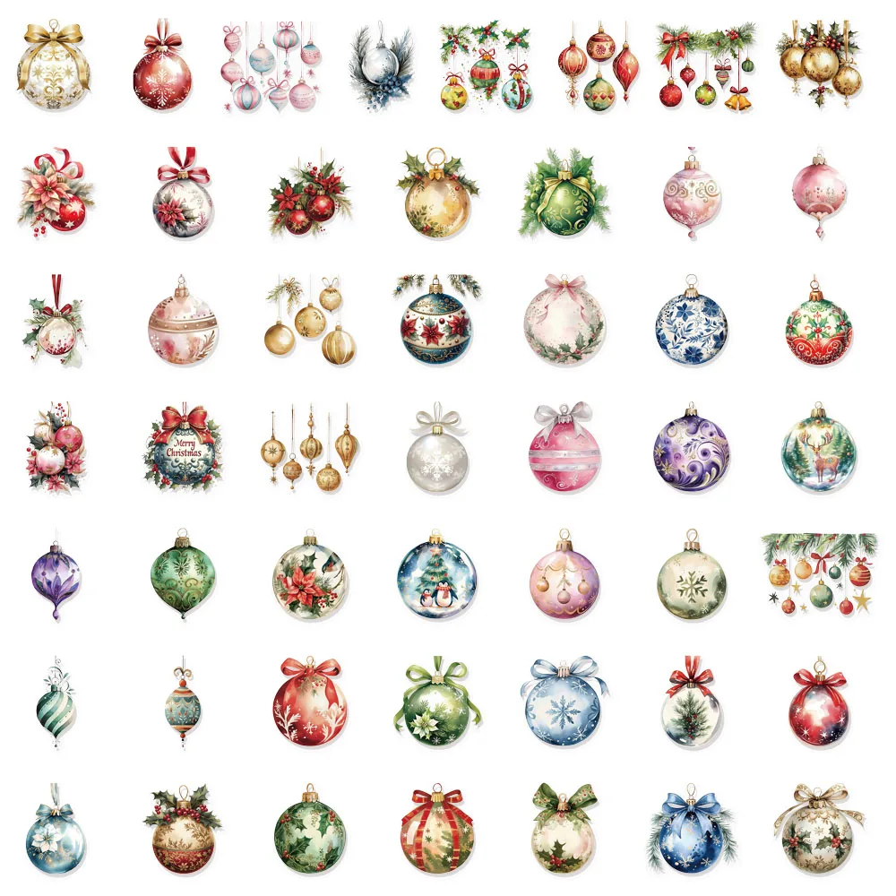 50PCS Christmas Bell Decoration PET Graffiti Stickers Luggage Speaker Skateboard Water Cup Decoration Stickers