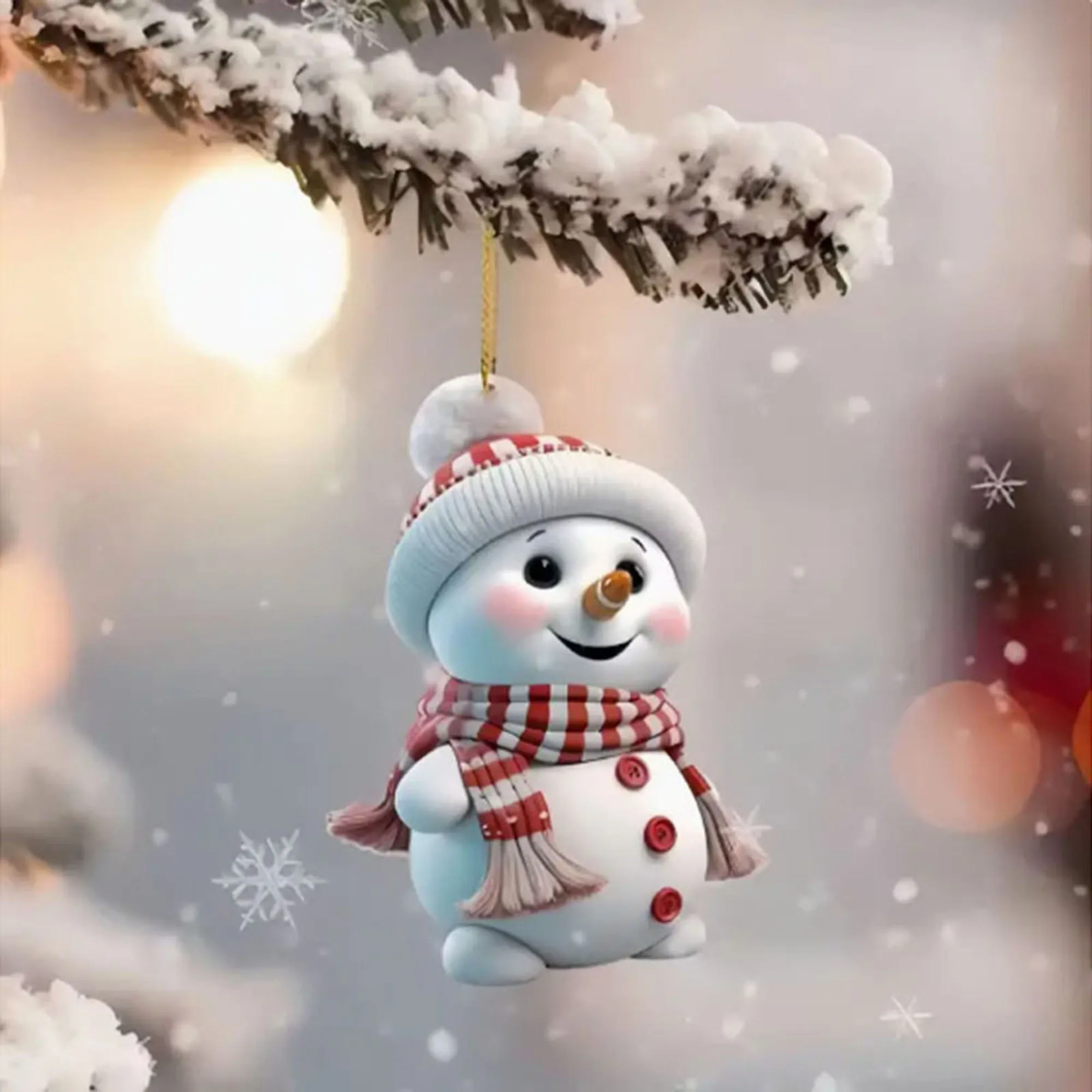 10pcs/5pcs Christmas Car Rearview Mirror Ornaments - Snowman Acrylic Hanging Decorations for Tree, Christmas Decorations
