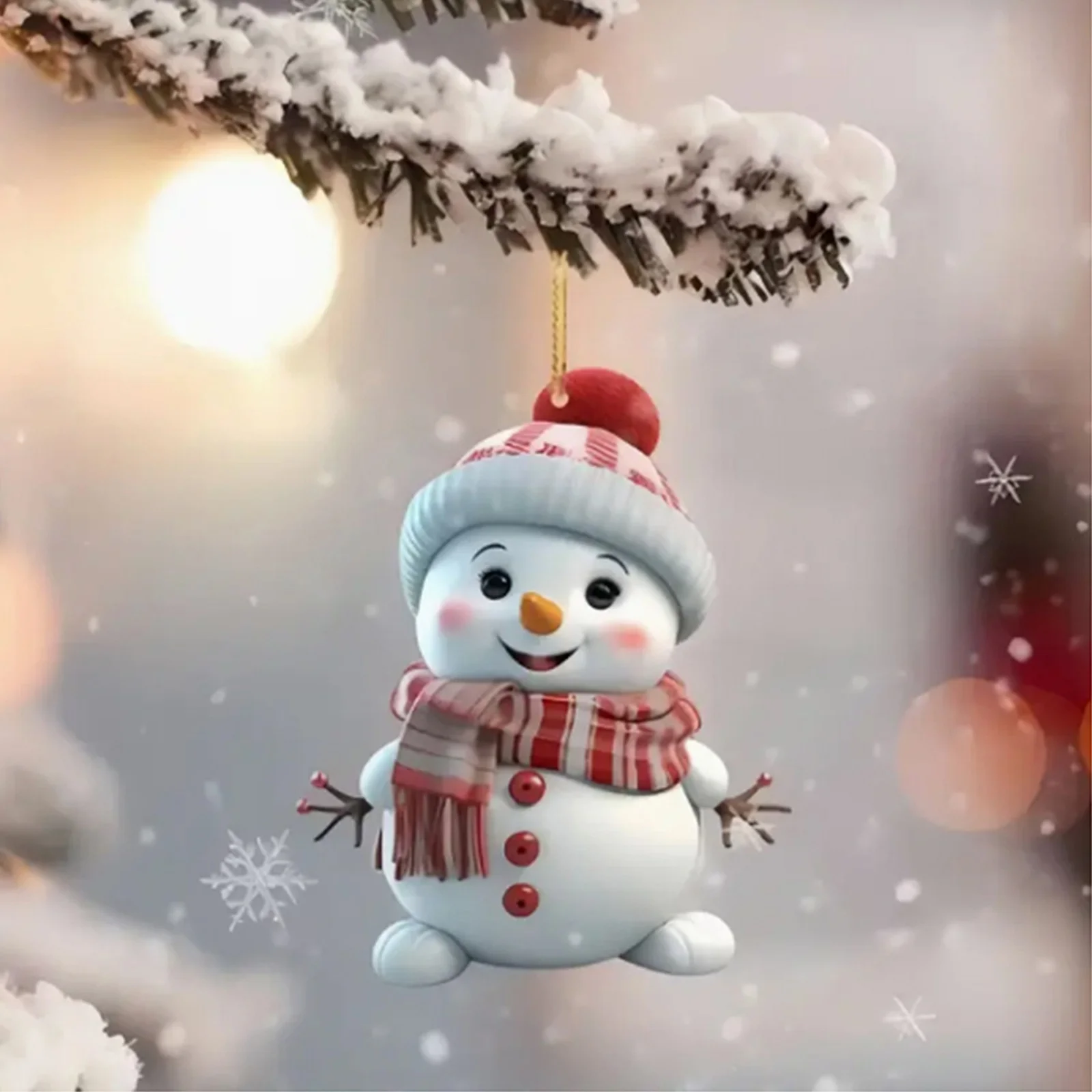 10pcs/5pcs Christmas Car Rearview Mirror Ornaments - Snowman Acrylic Hanging Decorations for Tree, Christmas Decorations