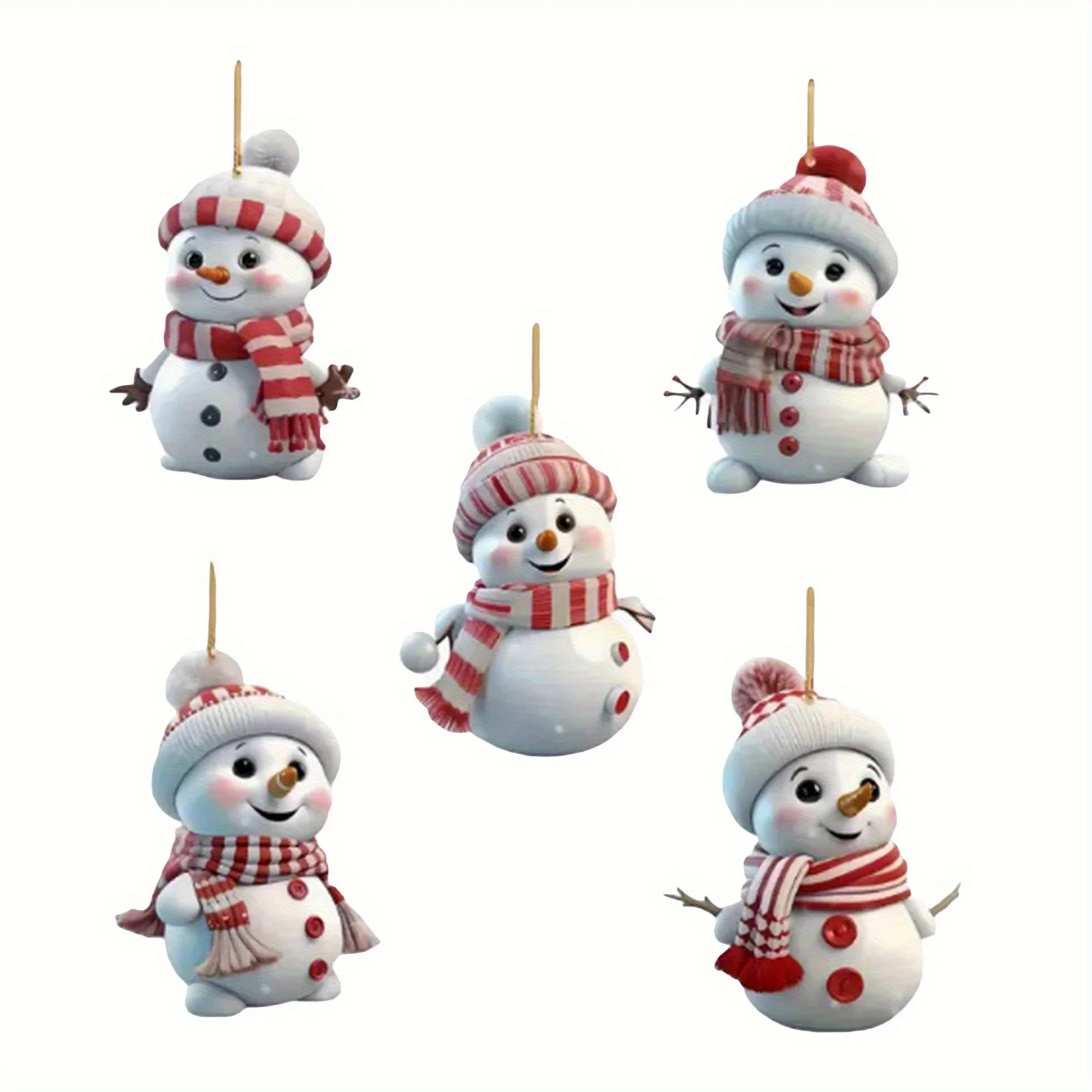 10pcs/5pcs Christmas Car Rearview Mirror Ornaments - Snowman Acrylic Hanging Decorations for Tree, Christmas Decorations