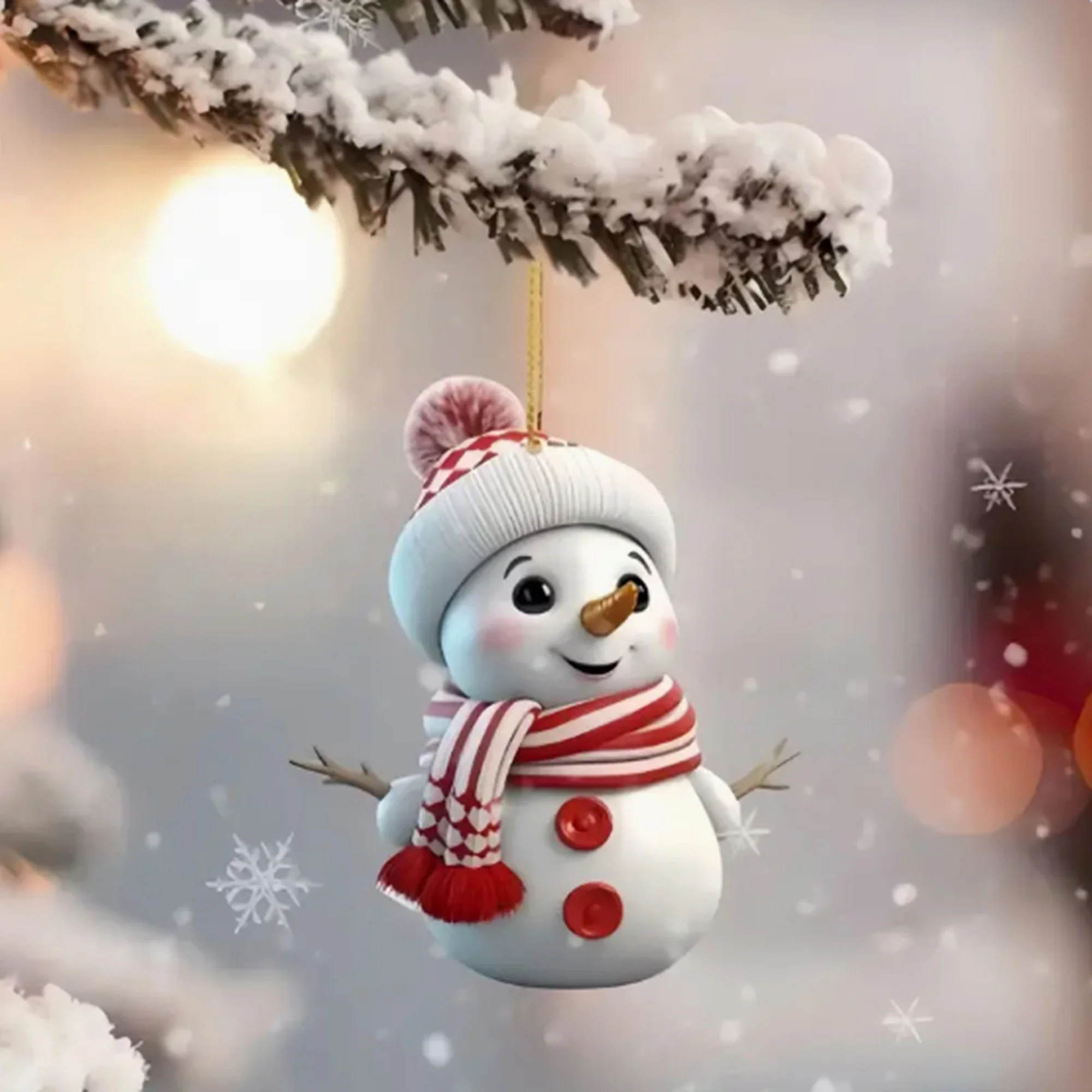 10pcs/5pcs Christmas Car Rearview Mirror Ornaments - Snowman Acrylic Hanging Decorations for Tree, Christmas Decorations