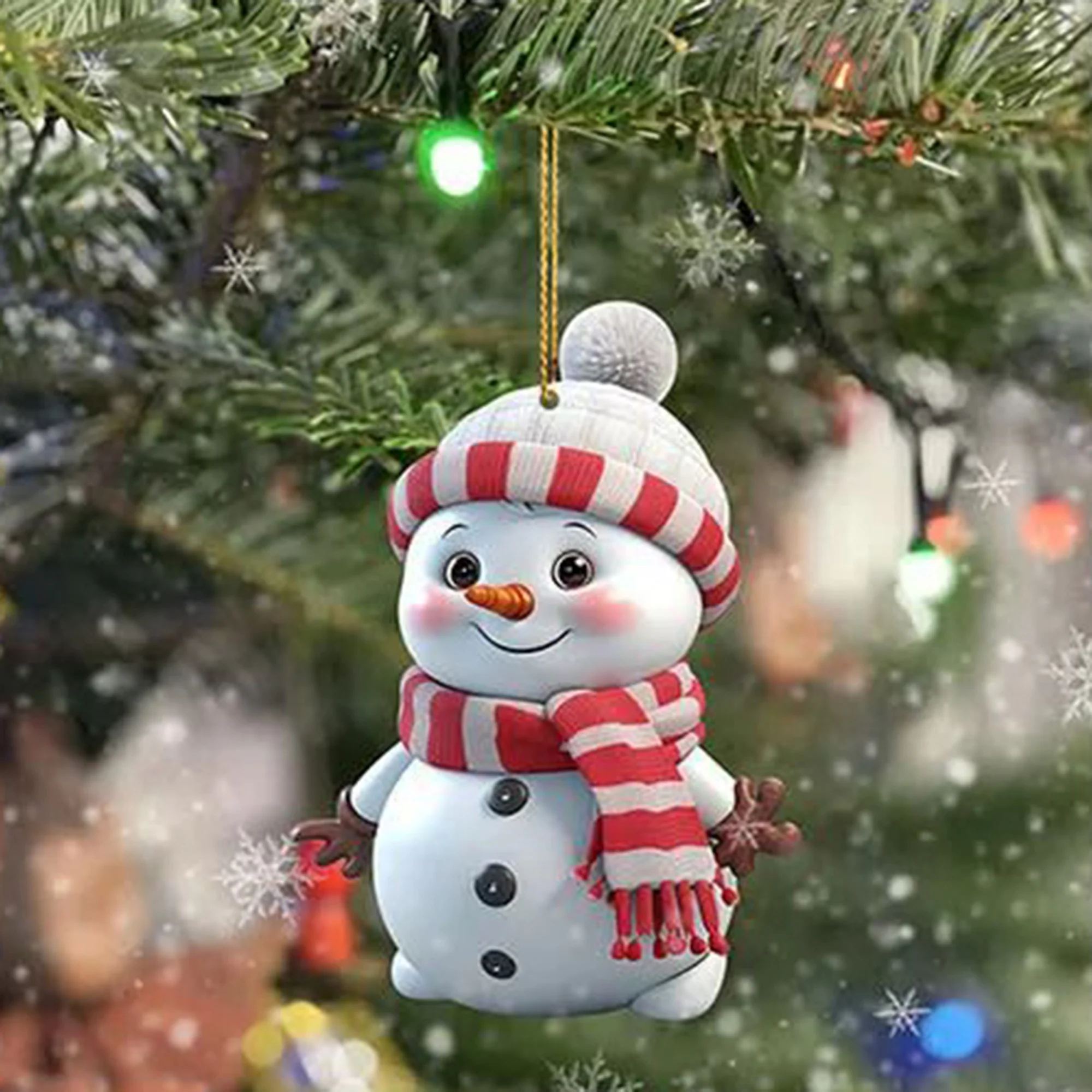 10pcs/5pcs Christmas Car Rearview Mirror Ornaments - Snowman Acrylic Hanging Decorations for Tree, Christmas Decorations