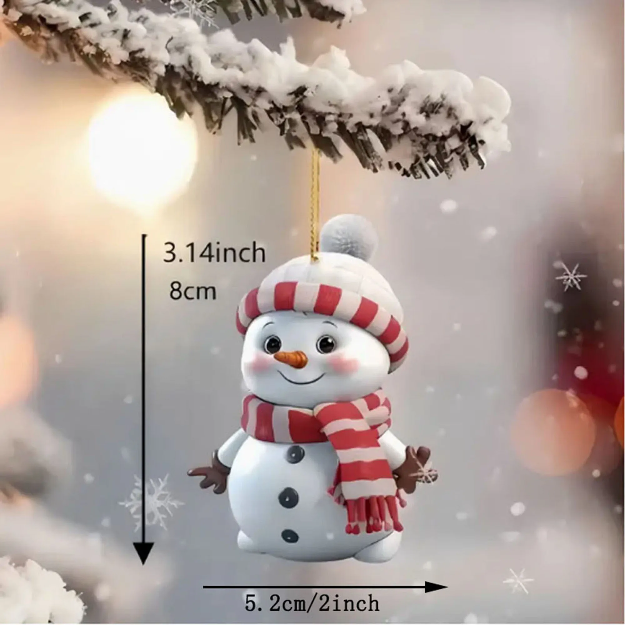 10pcs/5pcs Christmas Car Rearview Mirror Ornaments - Snowman Acrylic Hanging Decorations for Tree, Christmas Decorations