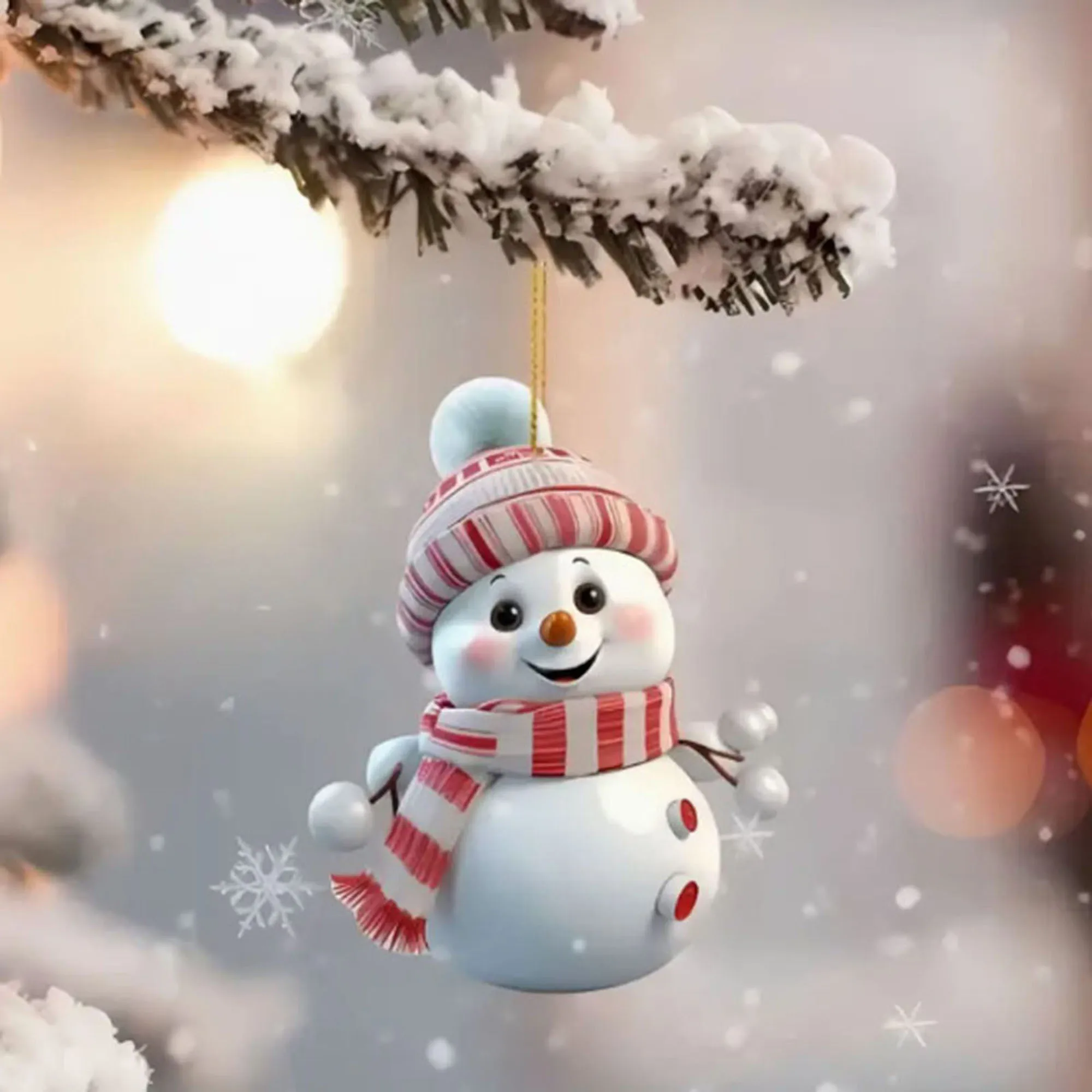 10pcs/5pcs Christmas Car Rearview Mirror Ornaments - Snowman Acrylic Hanging Decorations for Tree, Christmas Decorations